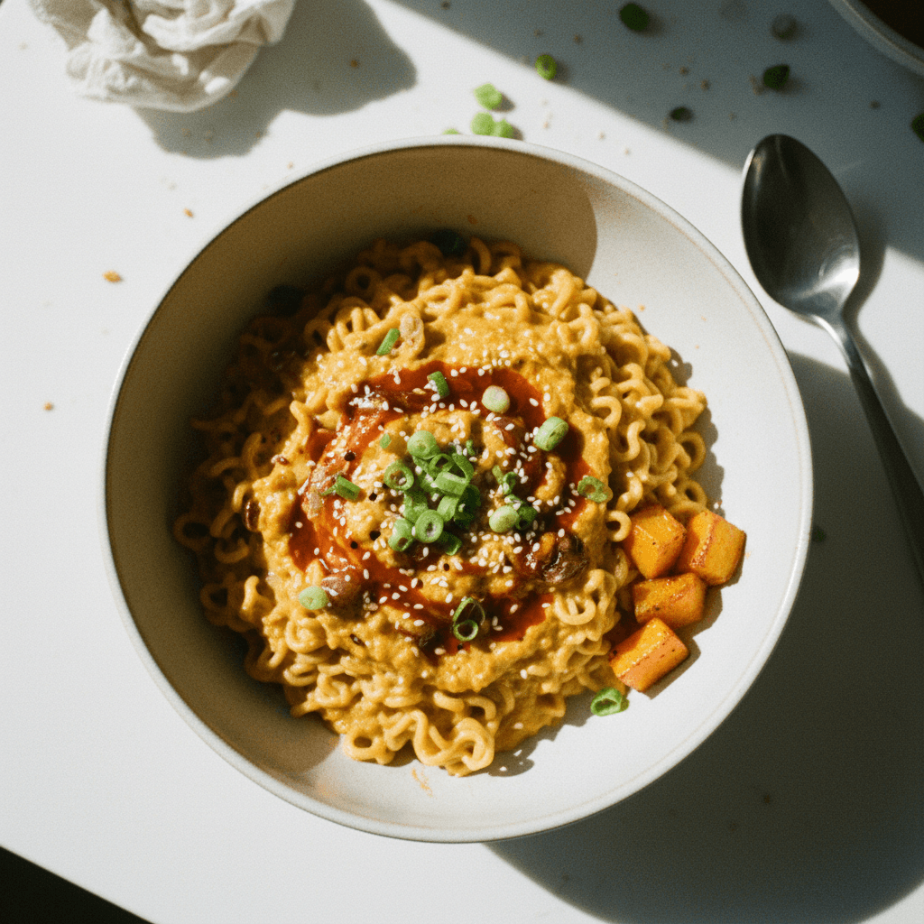 Spicy Roasted Squash Peanut Noodles