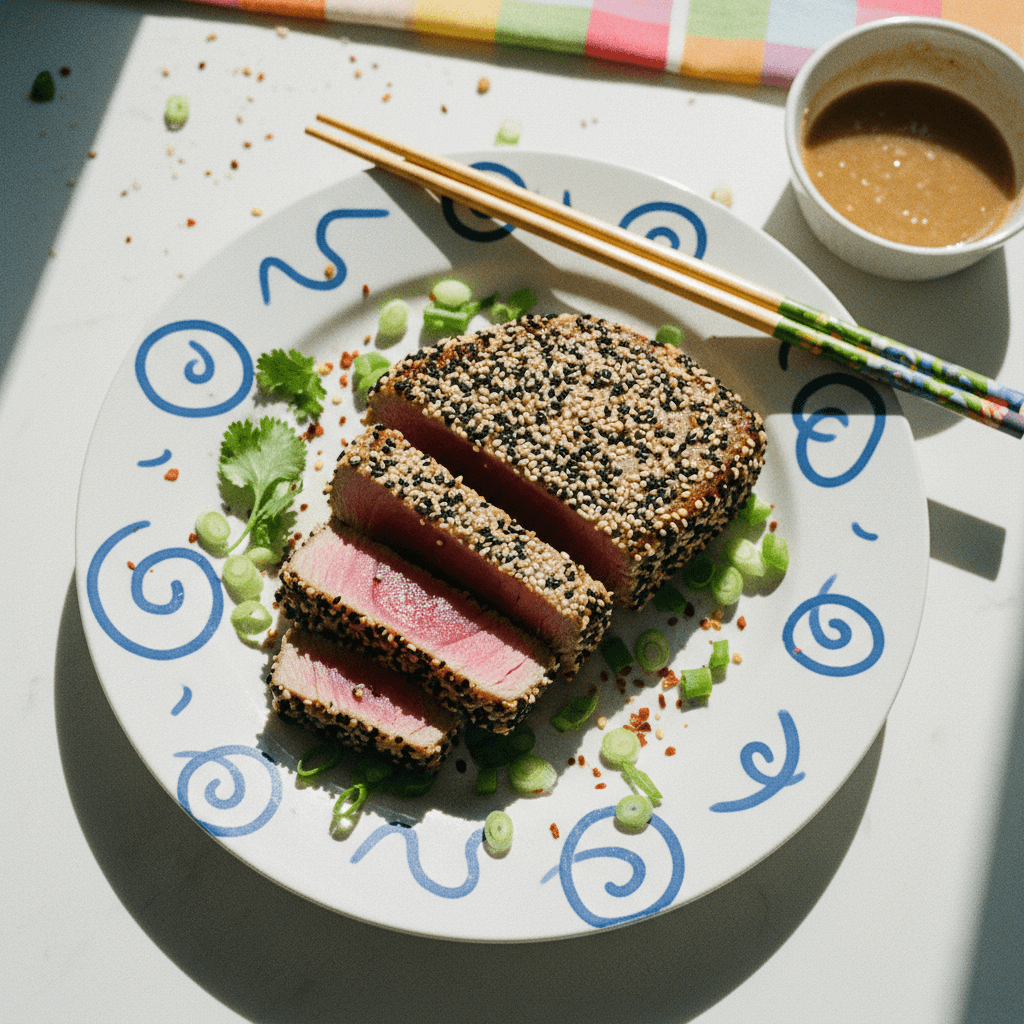 Sesame Crusted Tuna Steak with Soy-Ginger Glaze