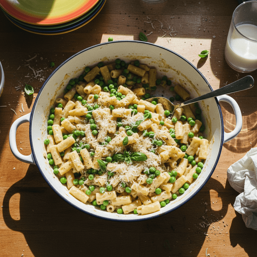 One Pot Pasta with Peas