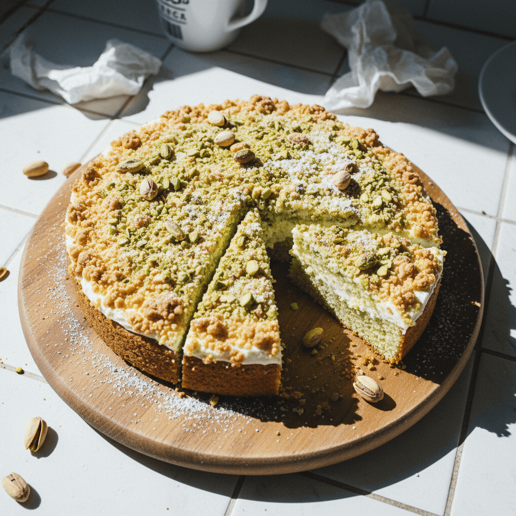 Pistachio Coffee Cake with Cream Cheese