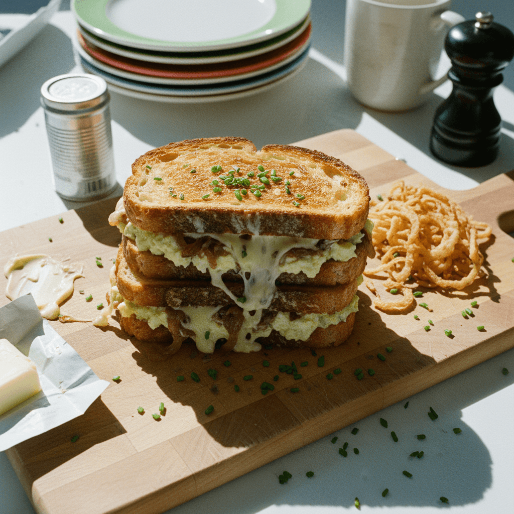 Grilled French Onion Egg Salad Sandwich