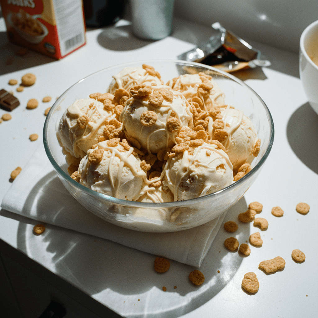Helado Cereal de Leche con Veteado de Chocolate Blanco y Cereales