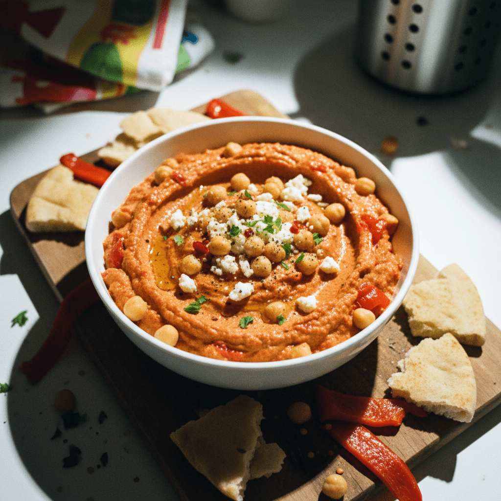 Roasted Red Pepper and Feta Dip with Chickpeas
