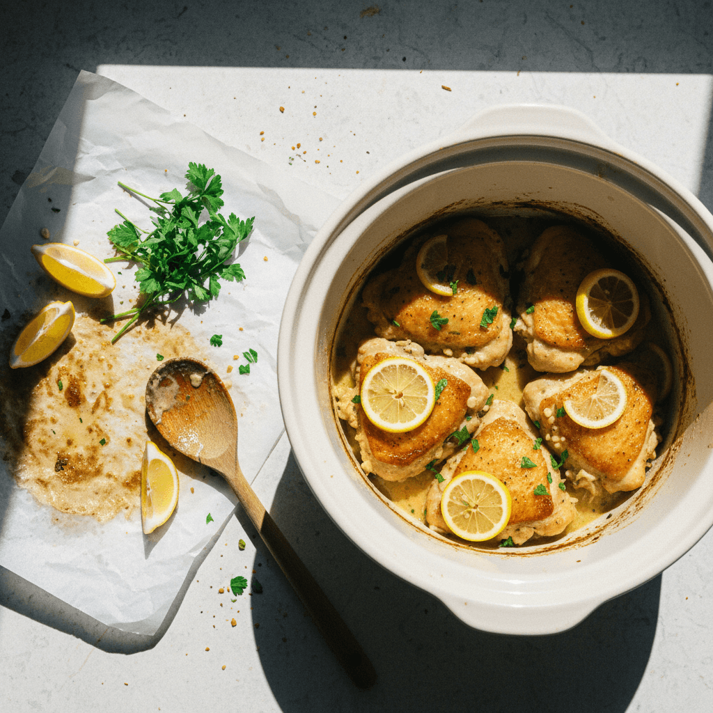 Lemon Garlic Crock Pot Chicken