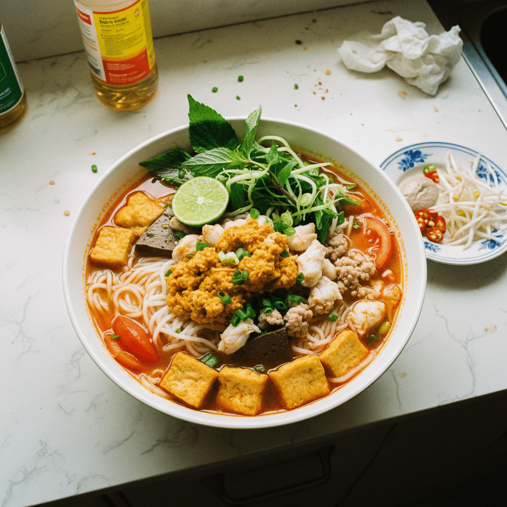 Bun Rieu/Vietnamese Crab and Tomato Noodle Soup