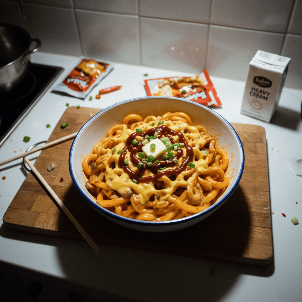 Creamy Buldak Udon Noodles