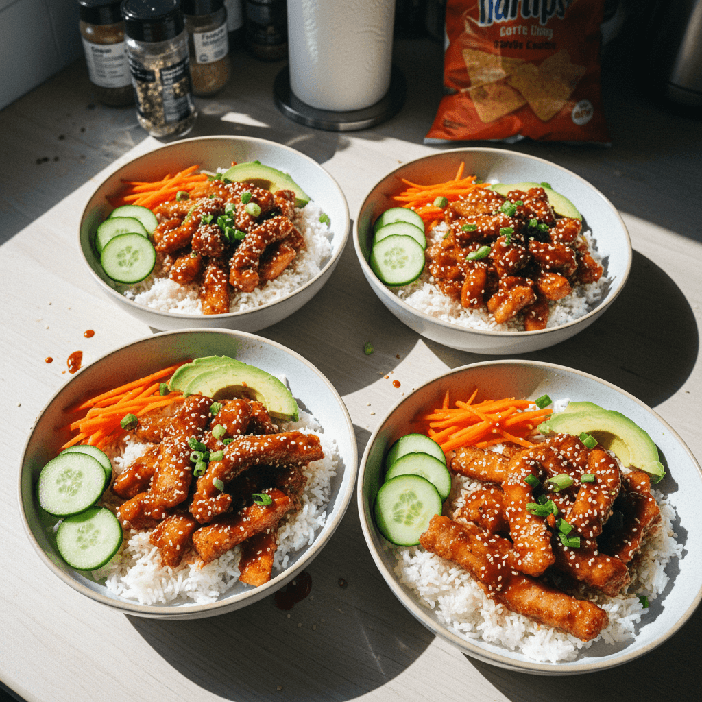Air Fryer Crispy Sticky Pork Bowl