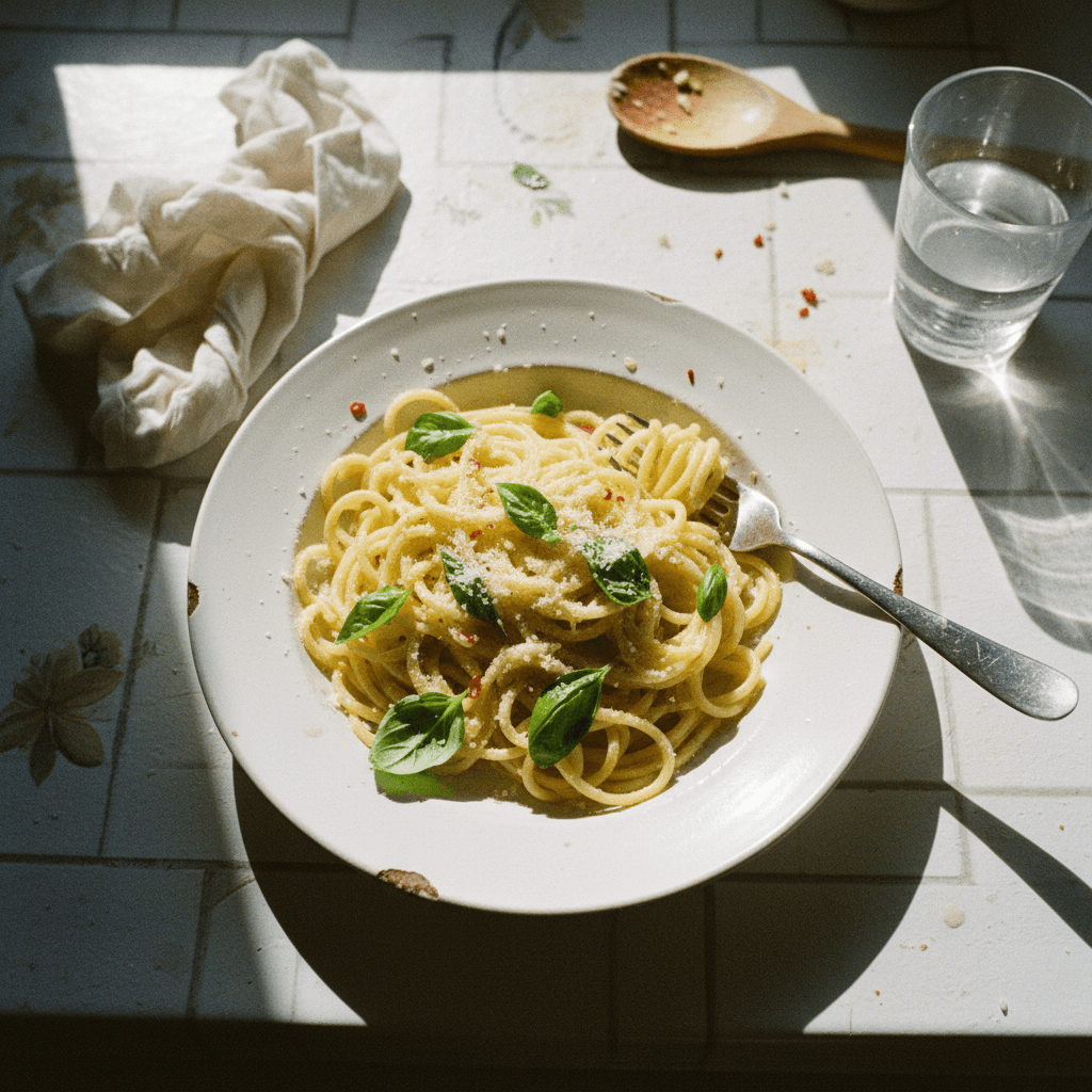 Garlic Butter Pasta with Basil