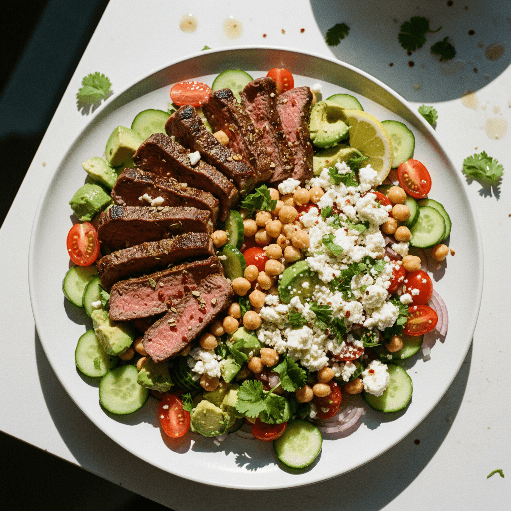 Steak Salad with Greek Chickpeas & Feta