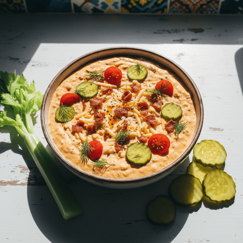 Bloody Mary Bacon Dill Pickle Dip