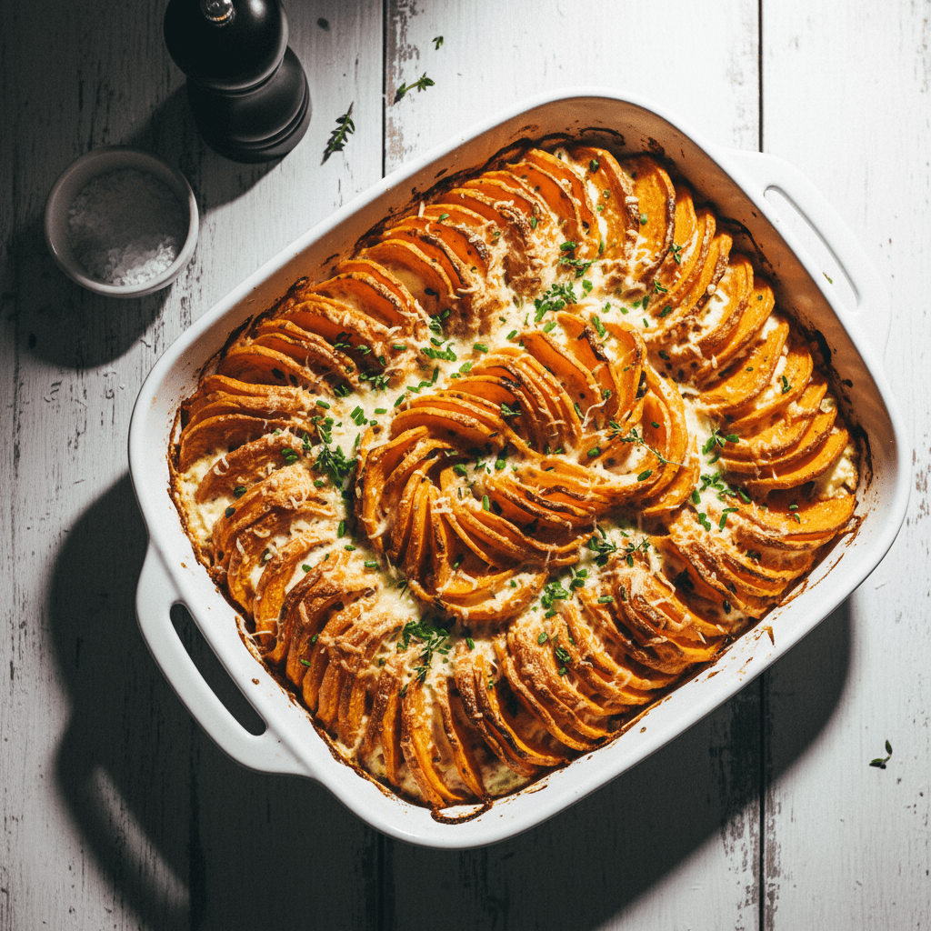 Ruffled Sweet Potato Gratin