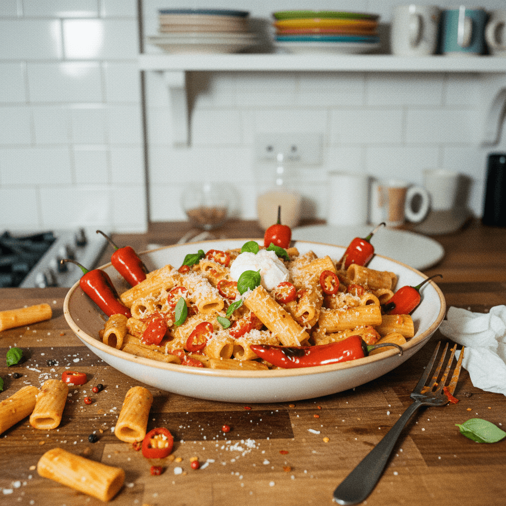 Spicy Roasted Pepper Rigatoni
