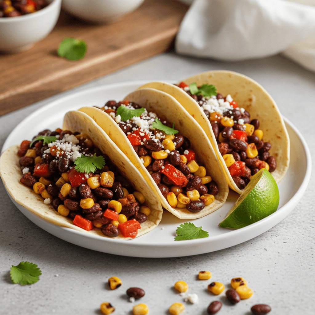 Spicy Black Bean and Corn Tacos