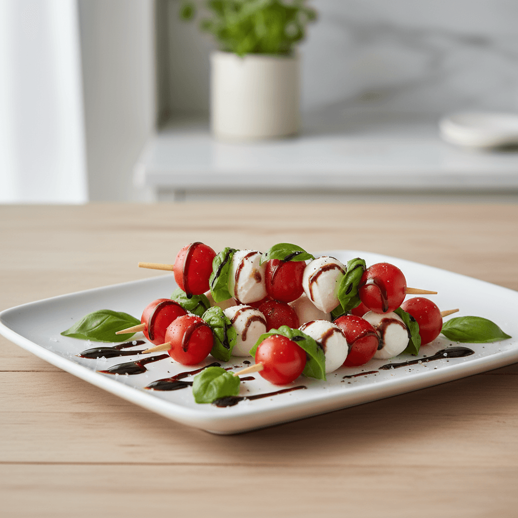Mini Caprese Skewers with Balsamic Glaze
