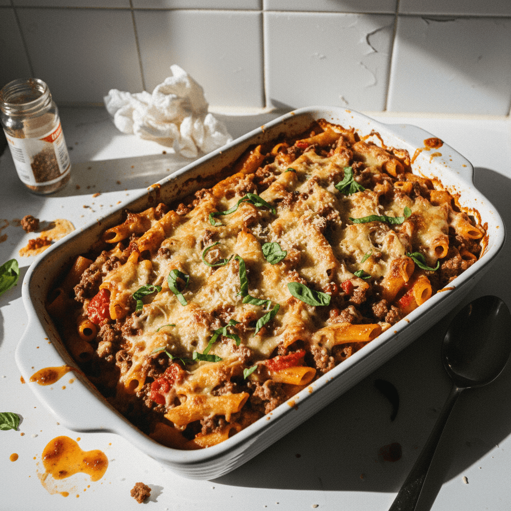 Creamy Beef and Tomato Pasta Bake