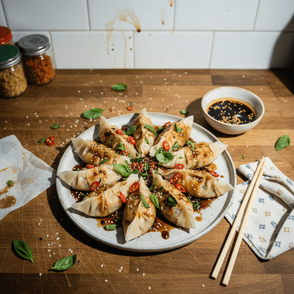 Thai Basil Chicken Dumplings With Rice Paper Wrappers