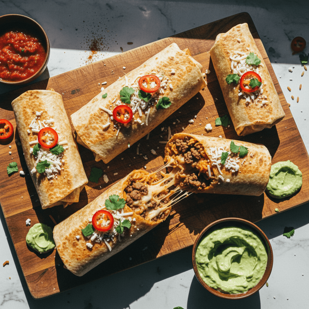 High Protein Mexican Cheesy Beef Burritos