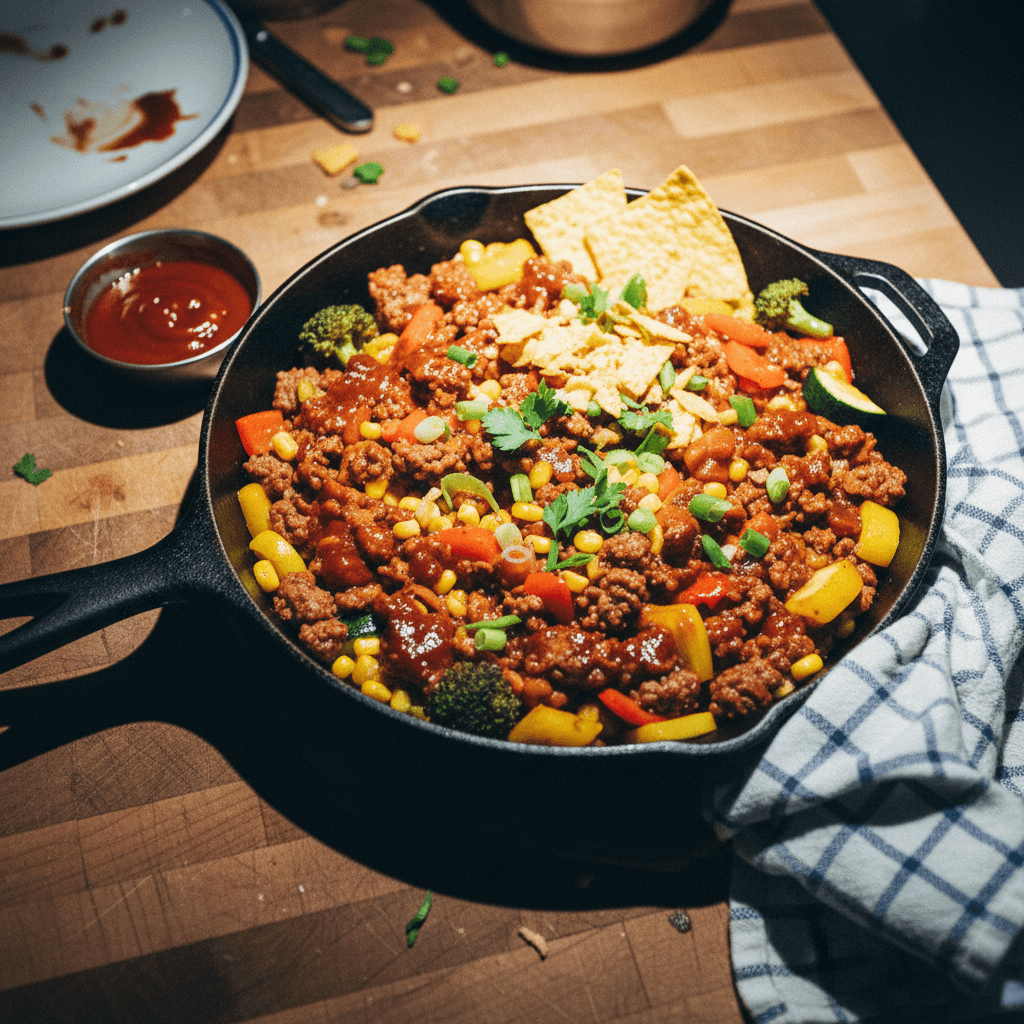 BBQ Beef and Veggie Skillet