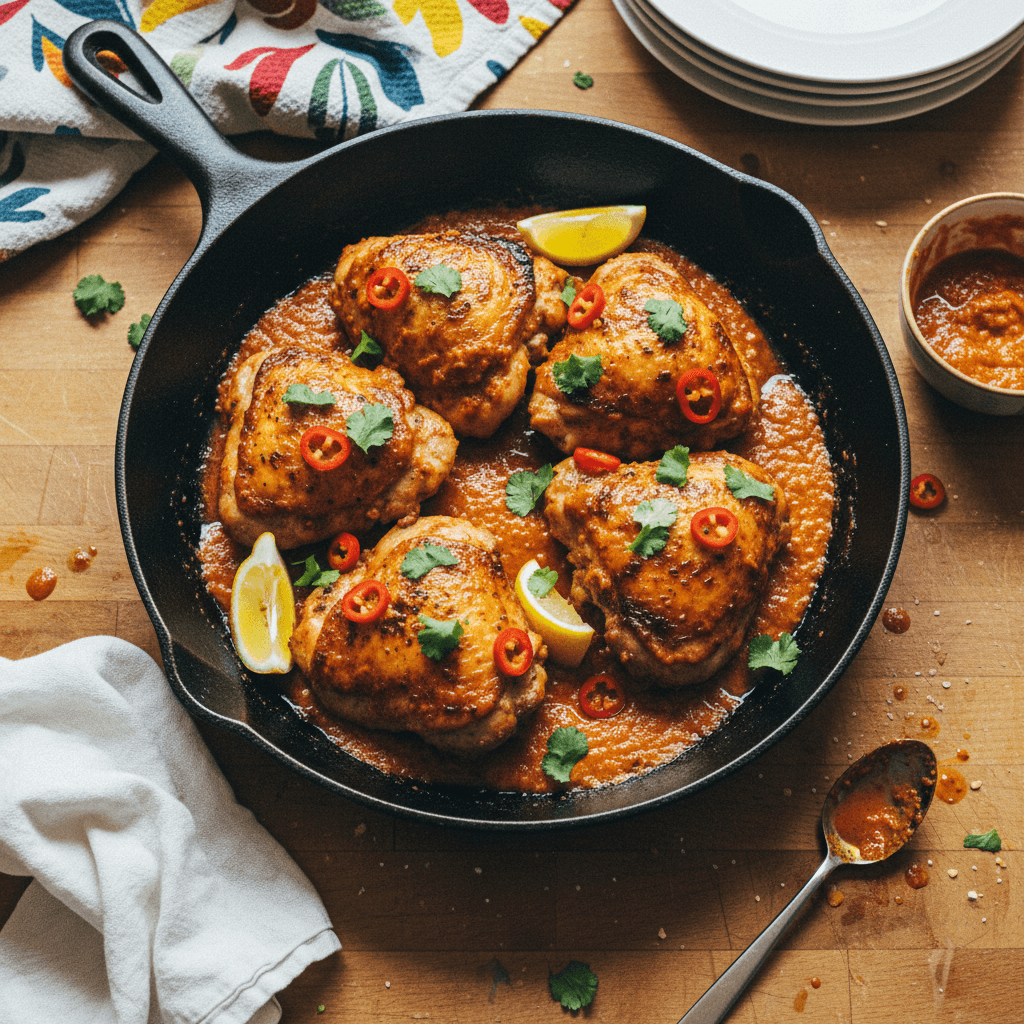 Juiciest One-Pan Chicken with Simple Spicy Everyday Sauce