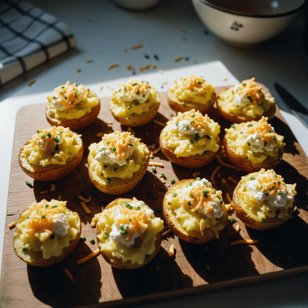 Mini Cheddar and Chive Twice-Baked Potatoes