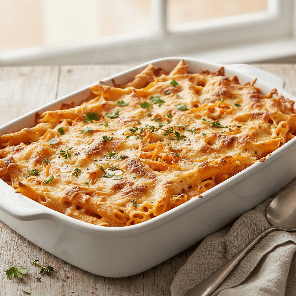 Cheesy Carrot Pasta Bake