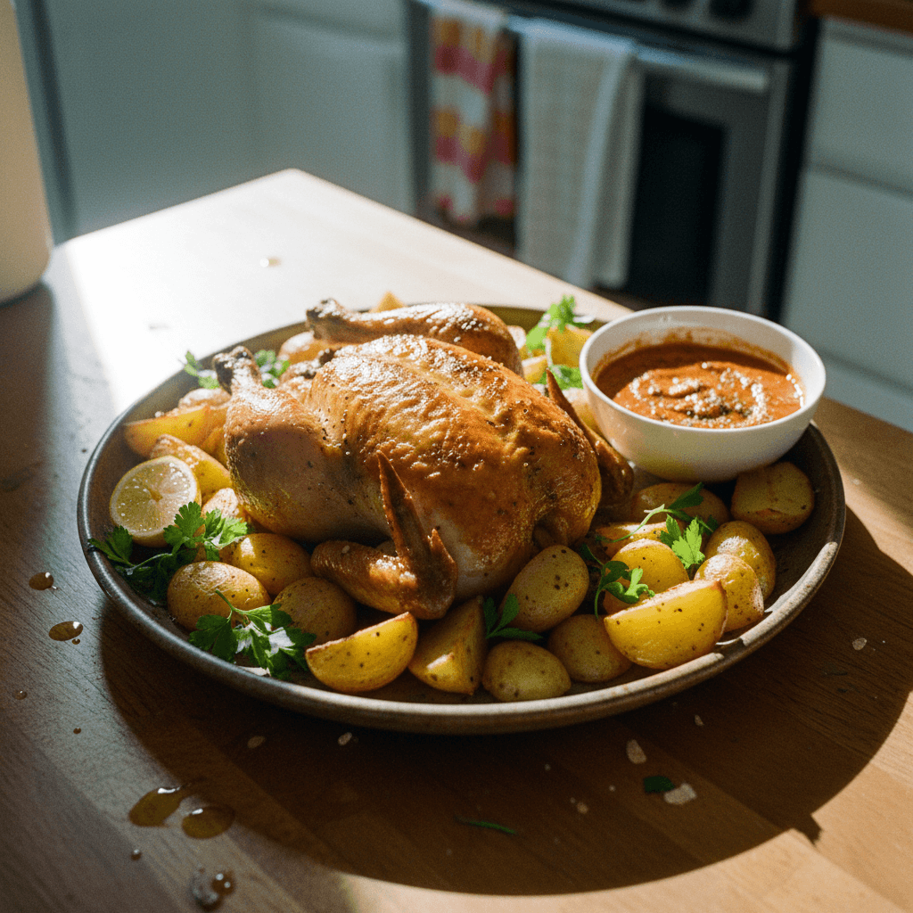 Whole Roasted Chicken and Potatoes Recipe