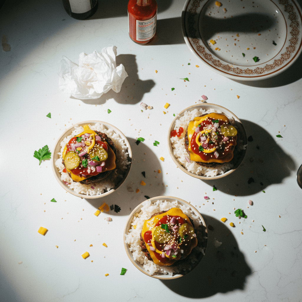 Mini Cheeseburger Rice Bowls