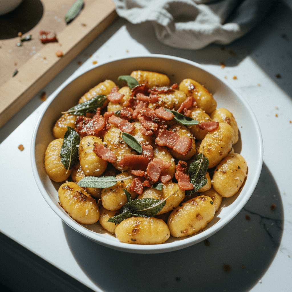 Brown Butter Sage Gnocchi with Crispy Pancetta