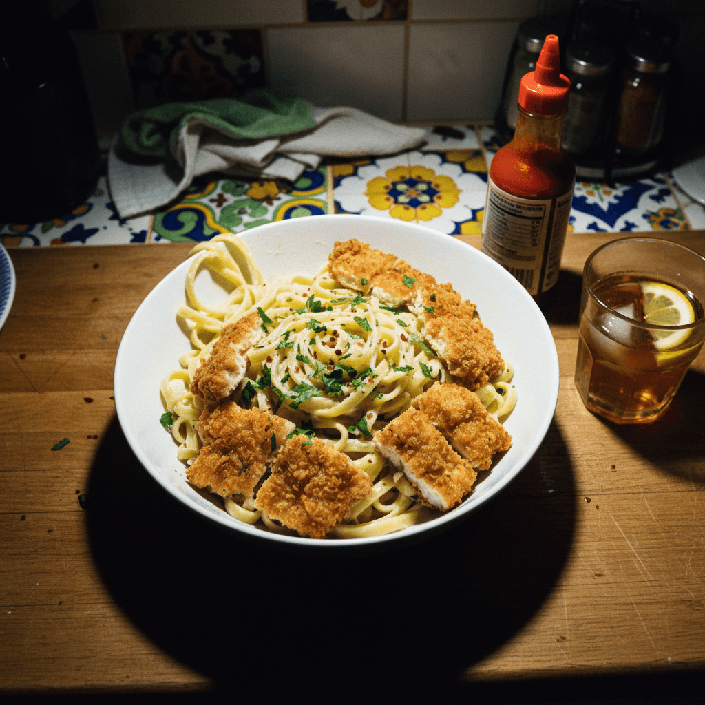 Crispy Chicken Fettuccine