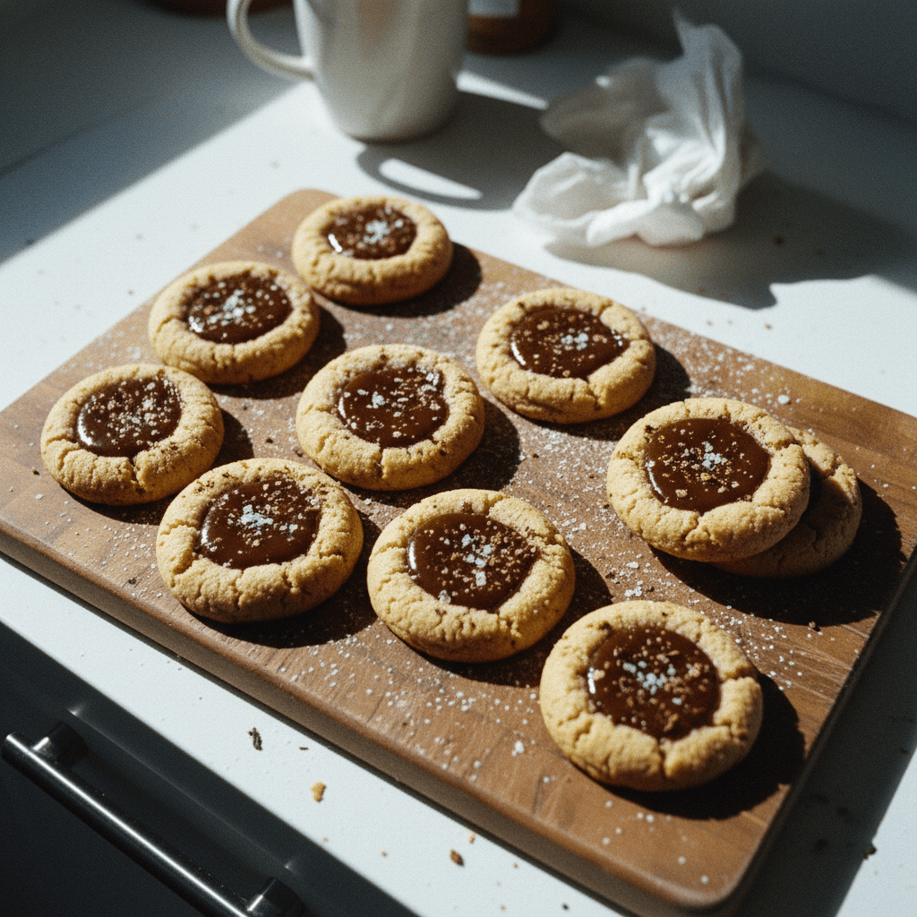 Brown Butter Hojicha Milk Jam Cookies