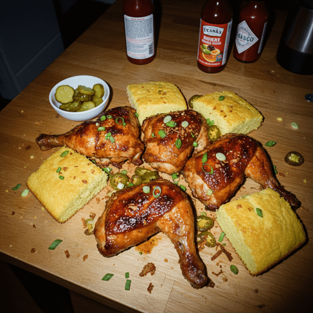 BBQ Chicken Quarters with Homemade Cornbread