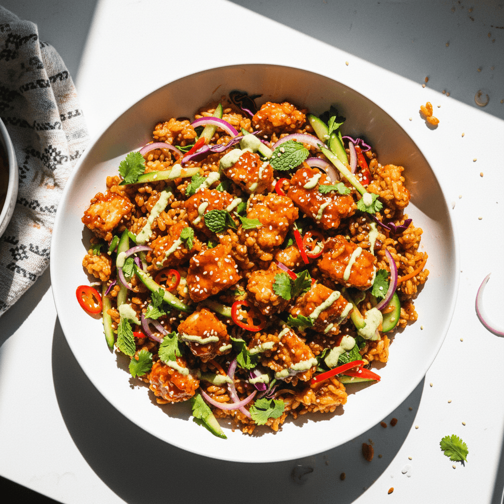 Viral Crispy Rice Salad with Sweet Chili Chicken