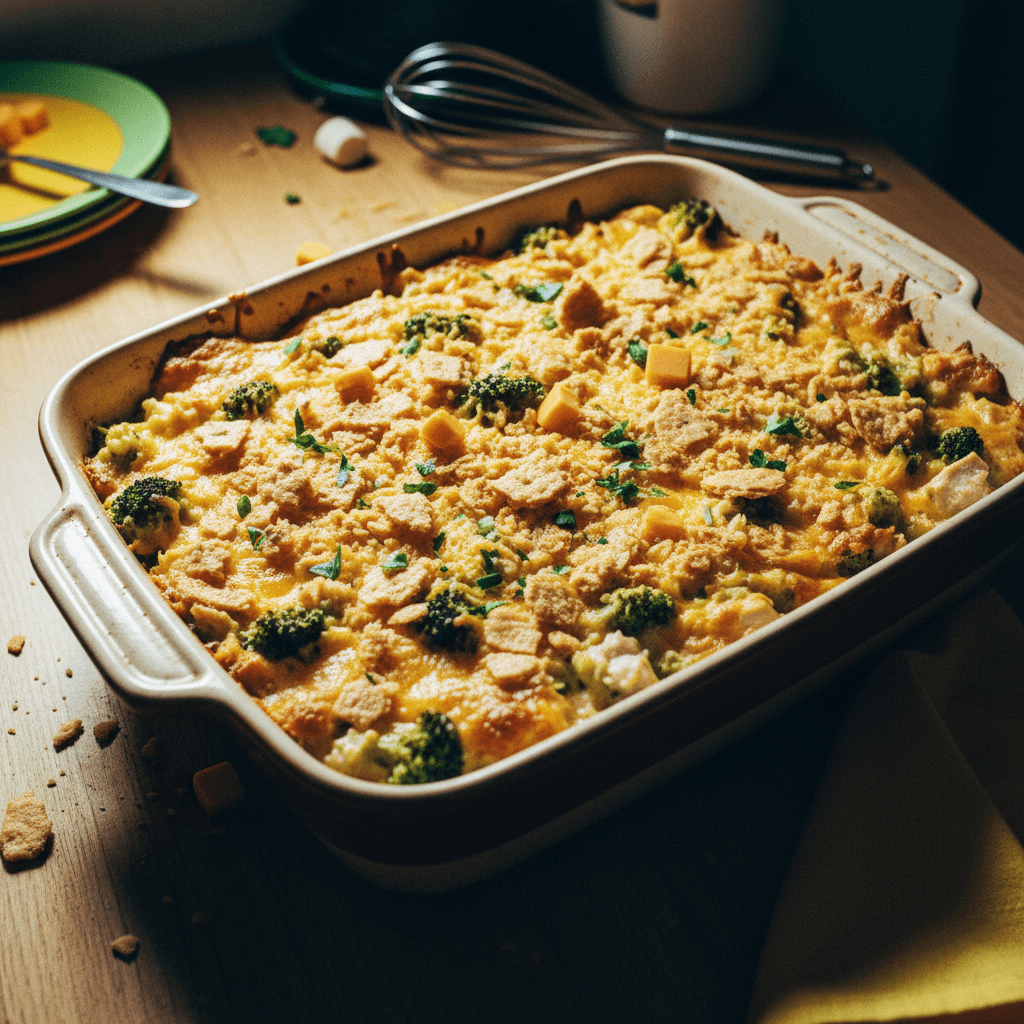 Broccoli Cheddar Chicken and Rice Casserole