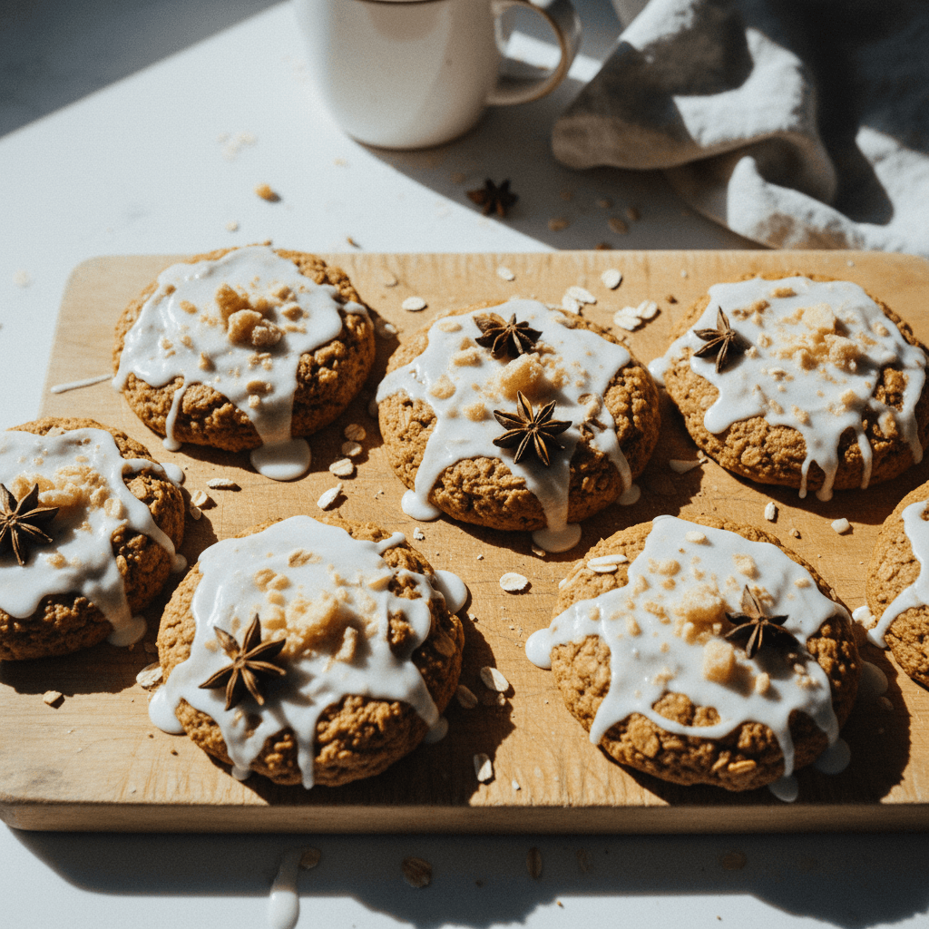 Iced Gingerbread Oatmeal Cookies