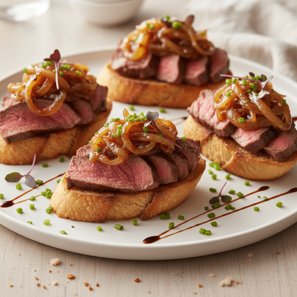 Steak Crostini with Caramelized Onions