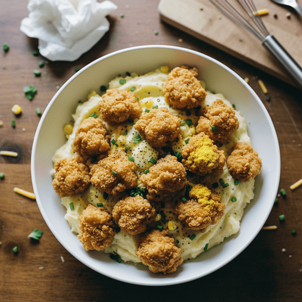 Loaded Mashed Potato Bowl with Fried Chicken