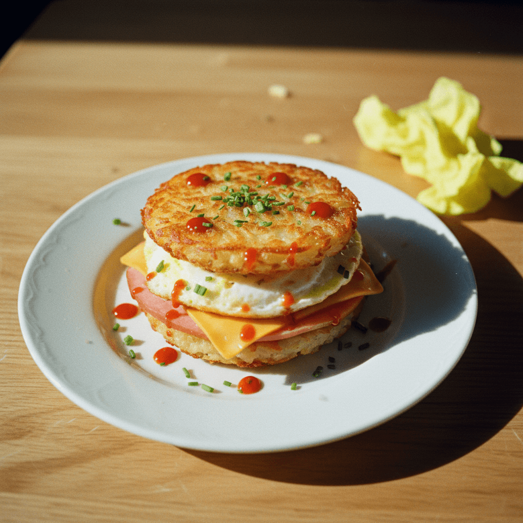 Breakfast Sandwich with Hash Brown Buns