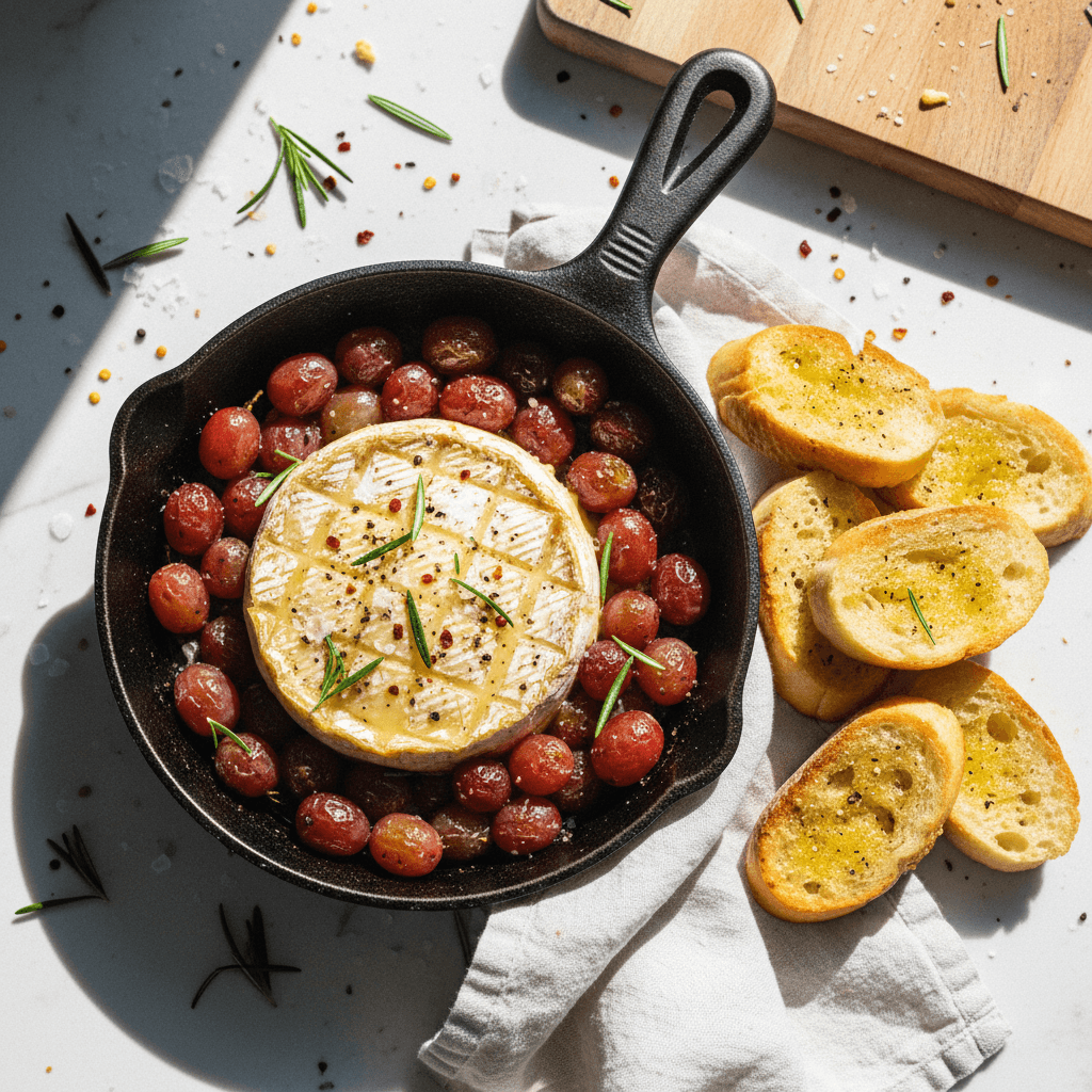 Baked Brie with Roasted Grapes and Rosemary