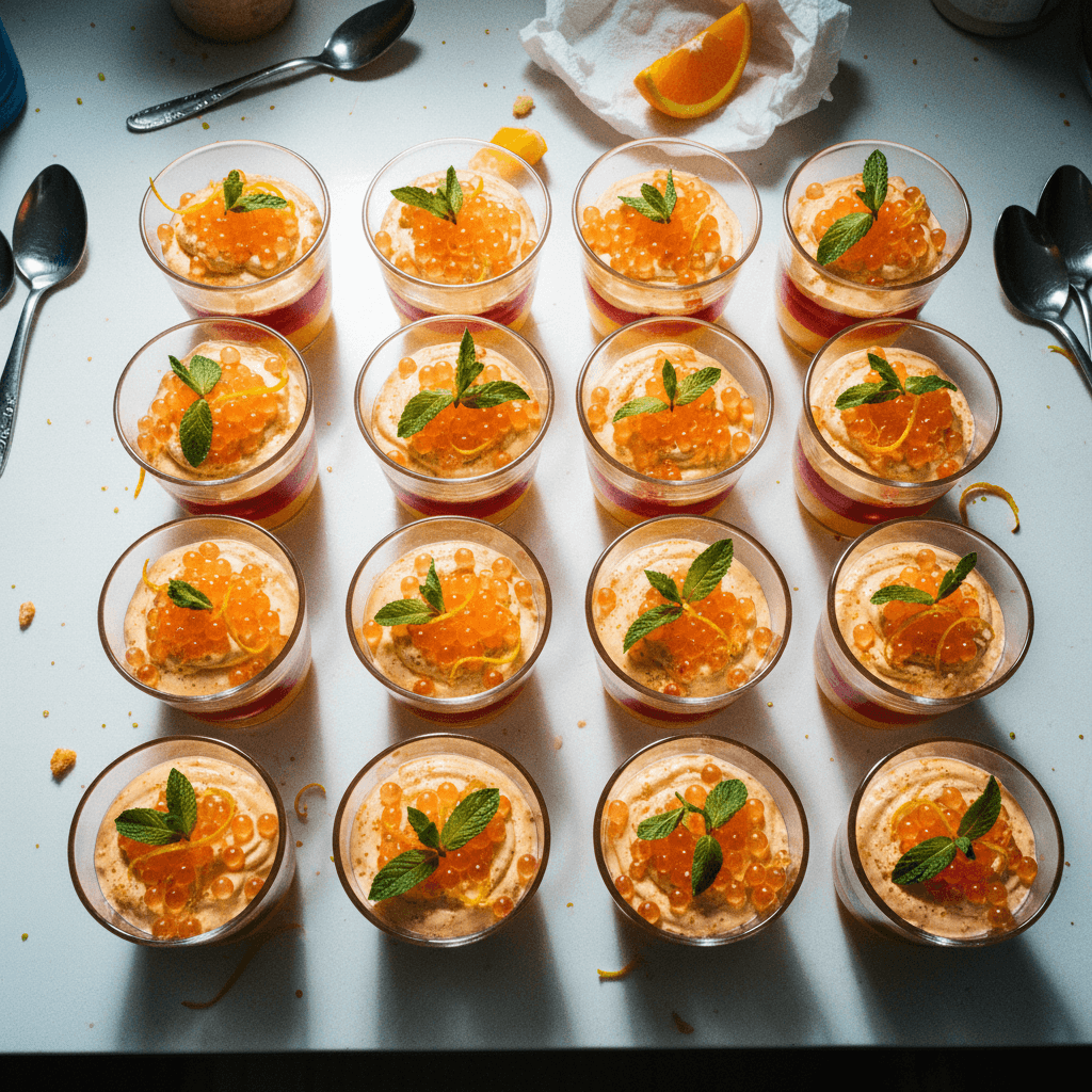 Orange Cream & Jelly Dessert Cups with Popping Pearls