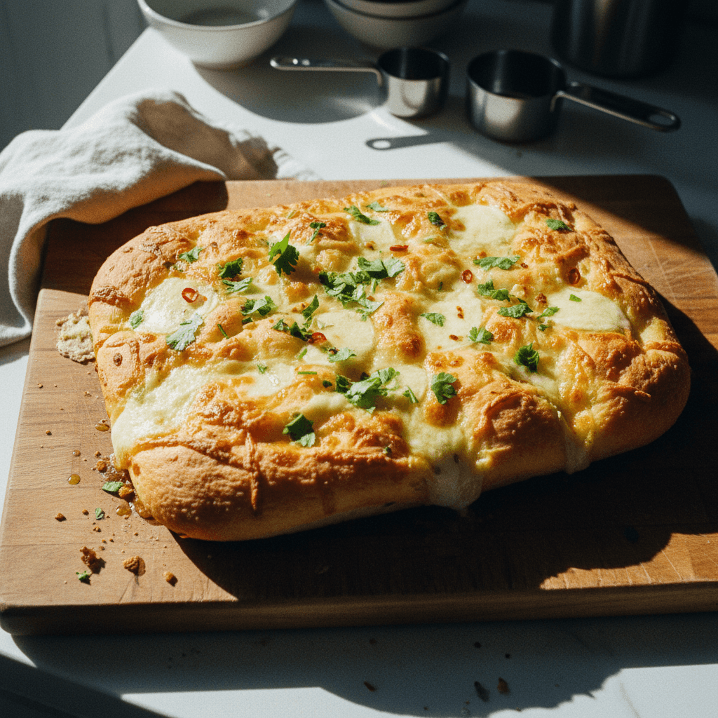 Same Day No Knead Cheesy Garlic Butter Focaccia