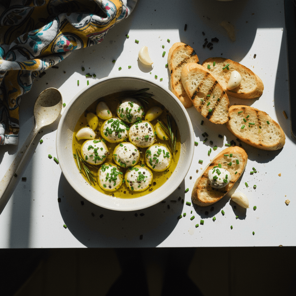 Garlic Confit Marinated Goat Cheese