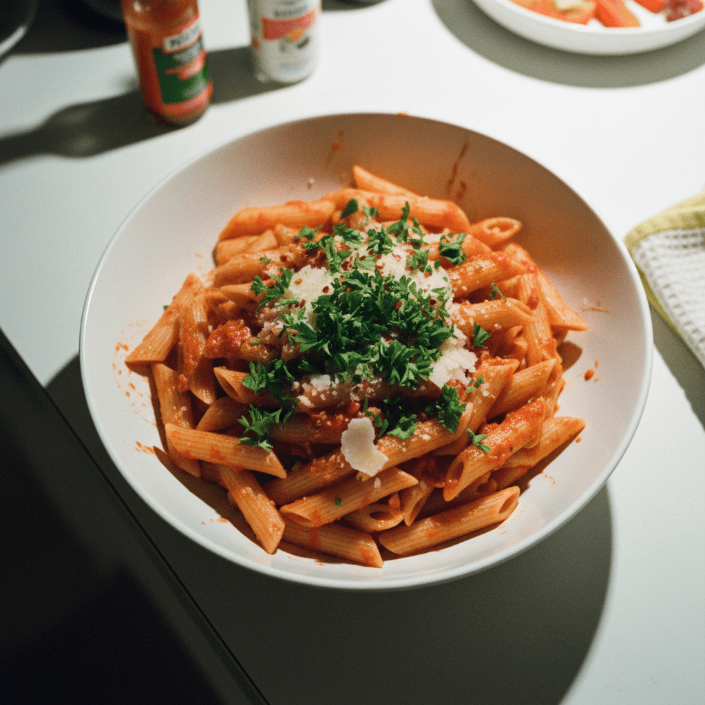 Spicy Trader Joe's Arrabiata Penne with Italian Sausage