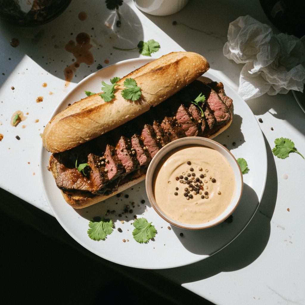 Szechuan Beef Dip Sandwich