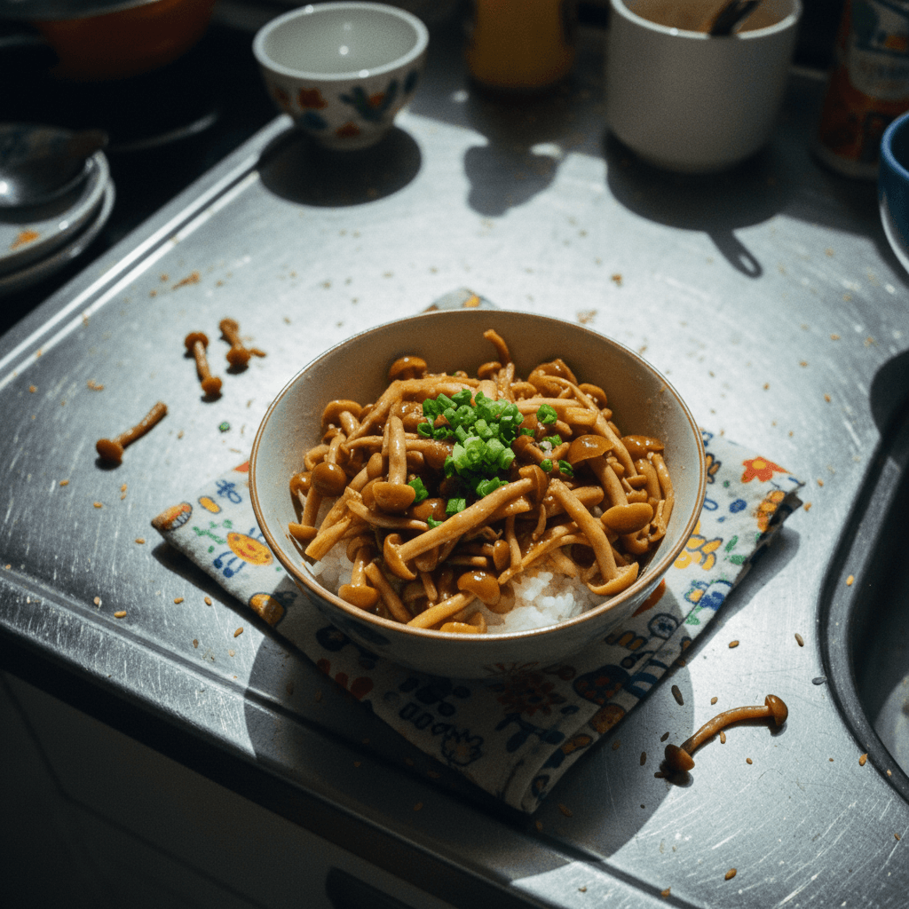 Homemade Nametake (Savory Enoki Mushrooms)