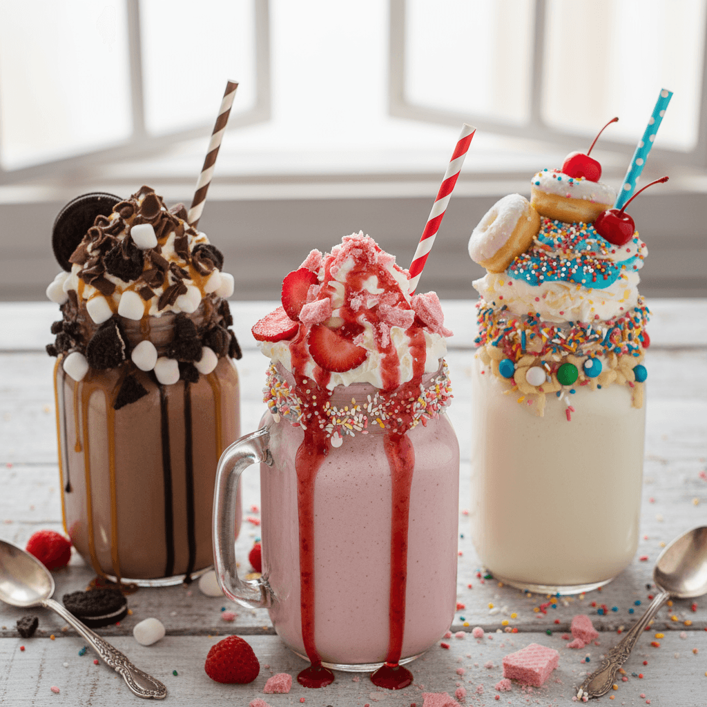 Homemade Classic Milkshakes with Fun Toppings