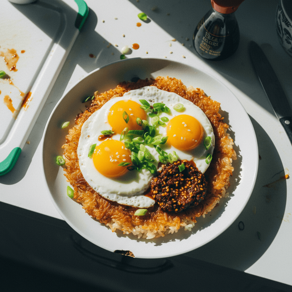Crispy Rice with Eggs and Chili Crunch