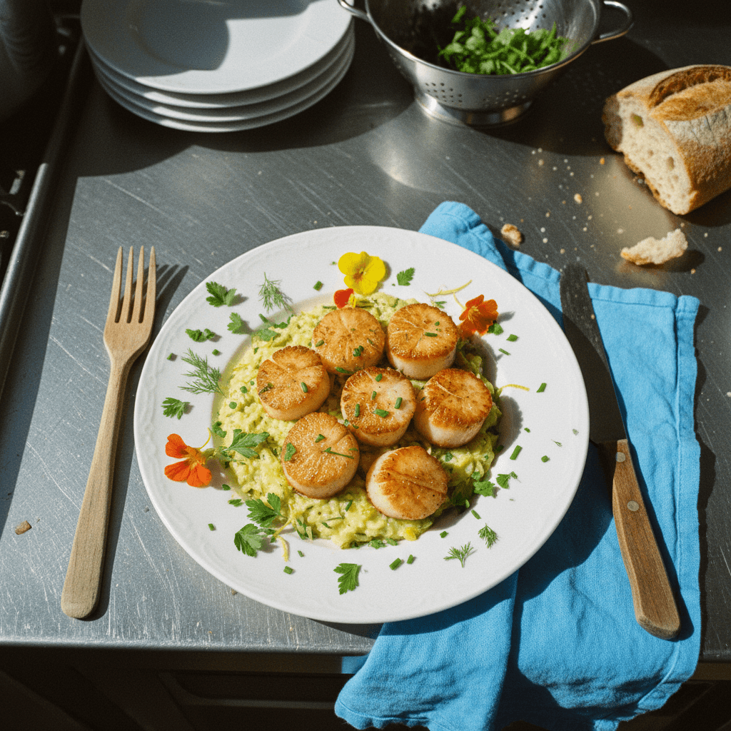 Pan-Seared Scallops with Lemon Herb Risotto