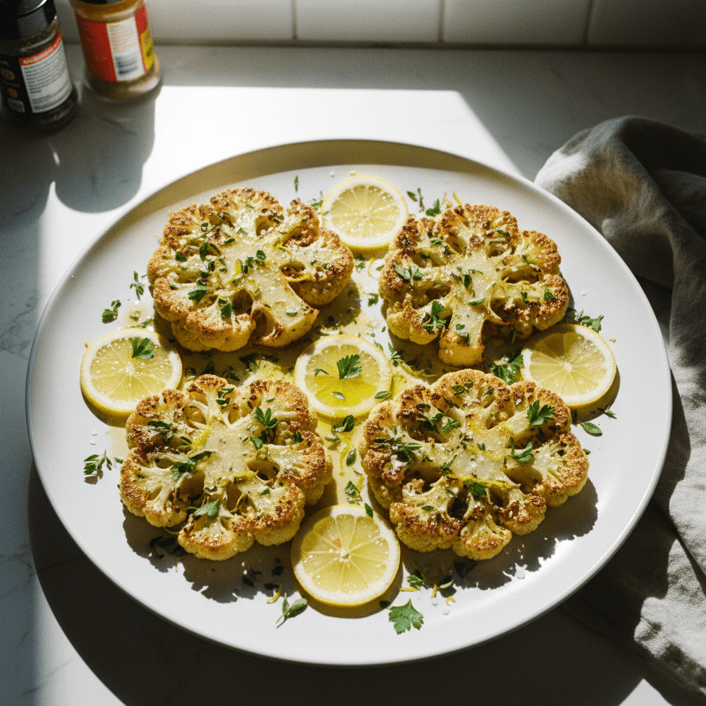 Lemon Herb Roasted Cauliflower Steaks