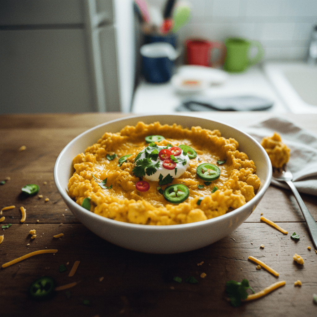 Spicy Jalapeño Cheddar Cauliflower Mash