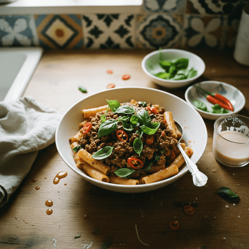 Spicy Thai Basil Bolognese